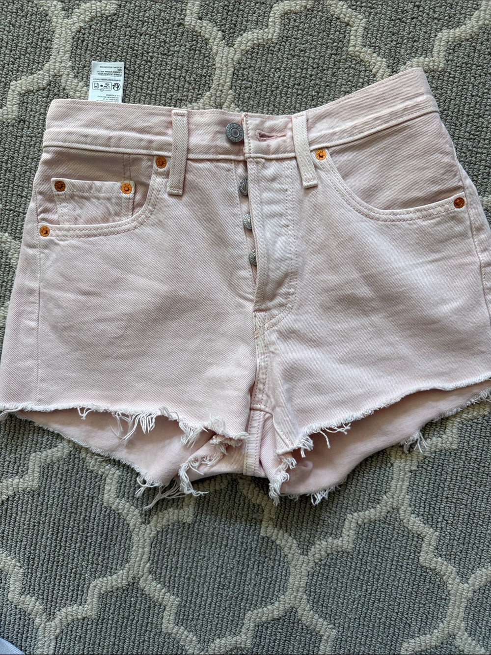 Levi's Pale Pink High-Rise Denim Cutoff Shorts